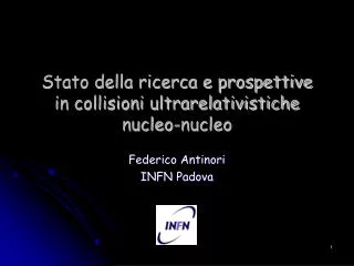 Stato della ricerca e prospettive in collisioni ultrarelativistiche nucleo-nucleo