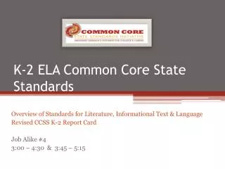 K-2 ELA Common Core State Standards