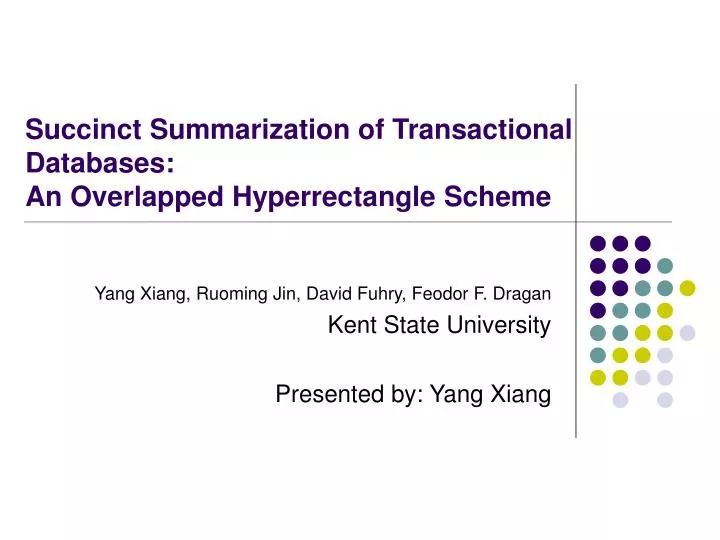 succinct summarization of transactional databases an overlapped hyperrectangle scheme