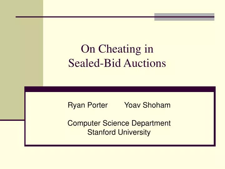 on cheating in sealed bid auctions