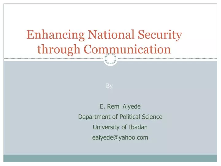 enhancing national security through communication