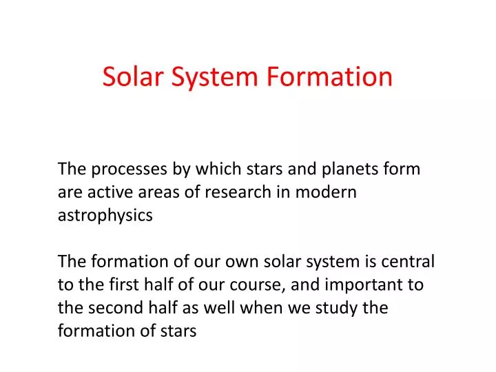 solar system formation