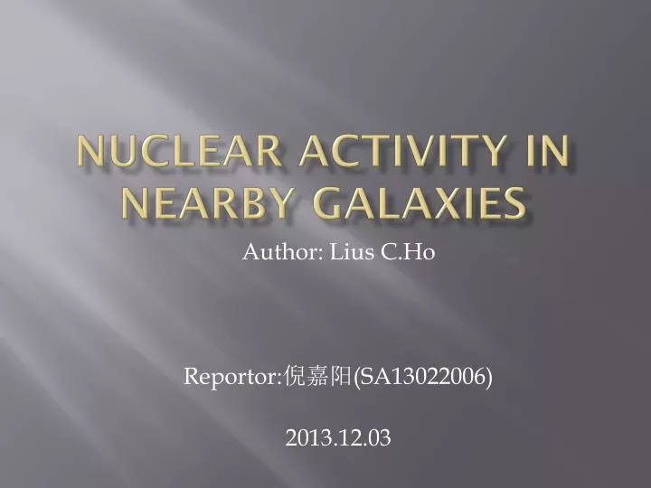 nuclear activity in nearby galaxies