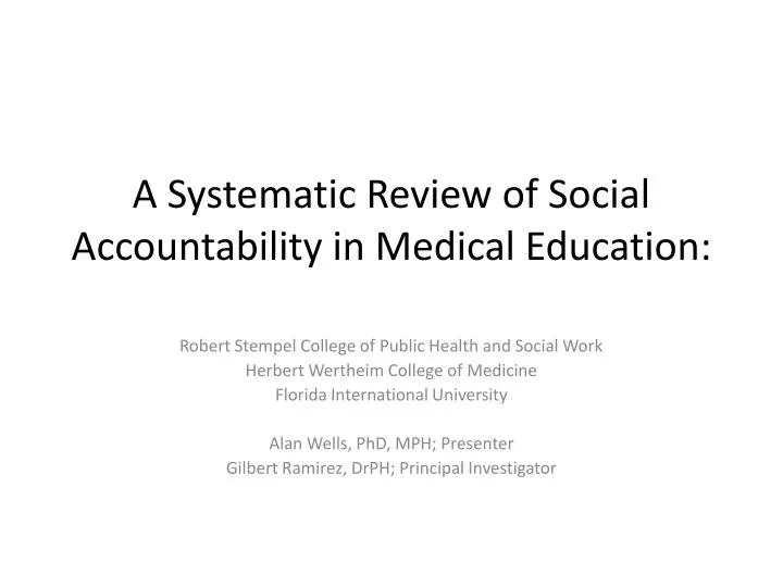 a systematic review of social accountability in medical education