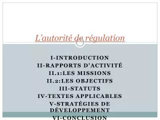 l autorit de r gulation