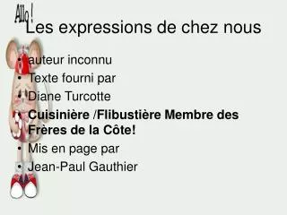 les expressions de chez nous
