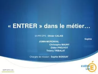 entrer dans le m tier