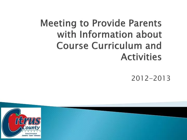 meeting to provide parents with information about course curriculum and activities