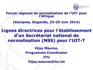 lignes directrices pour l tablissement d un secr tariat national de normalisation nss pour l uit t