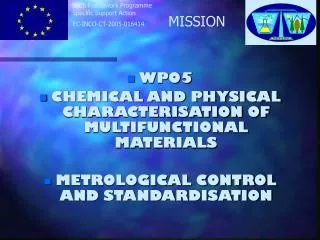 WP05 CHEMICAL AND PHYSICAL CHARACTERISATION OF MULTIFUNCTIONAL MATERIALS