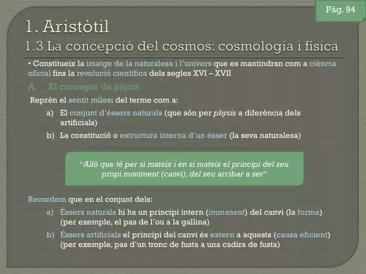 1 arist til 1 3 la concepci del cosmos cosmologia i f sica