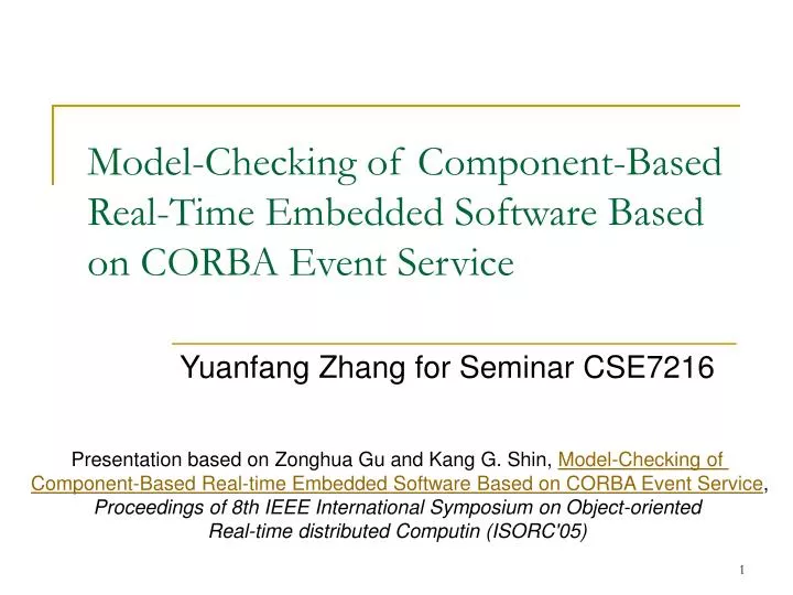 model checking of component based real time embedded software based on corba event service