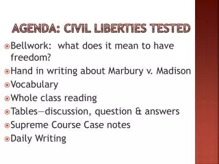 Agenda: civil liberties tested