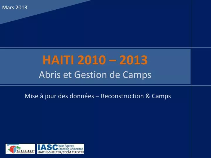haiti 2010 2013 abris et gestion de camps