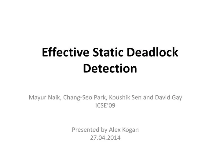 effective static deadlock detection