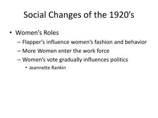 social changes of the 1920 s
