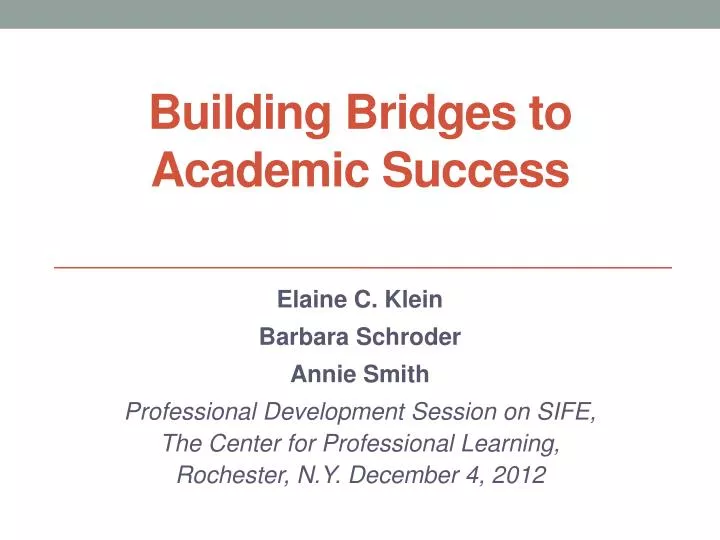 building bridges to academic success