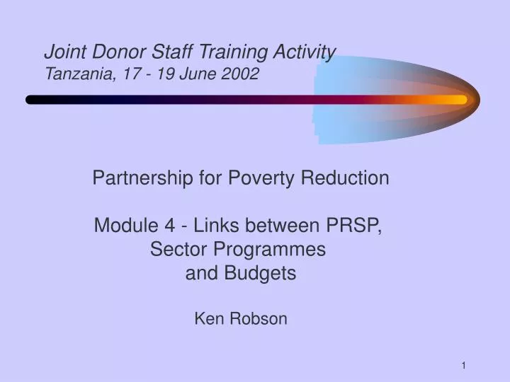 joint donor staff training activity tanzania 17 19 june 2002