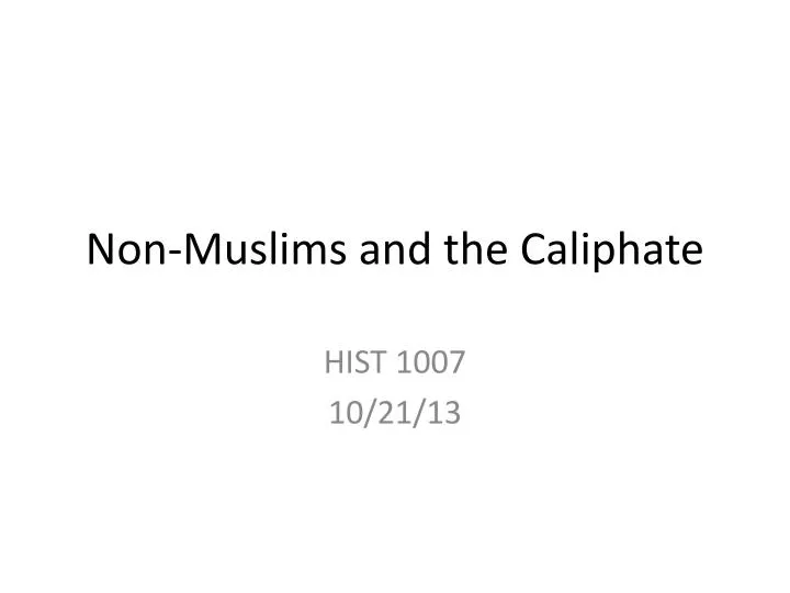 non muslims and the caliphate