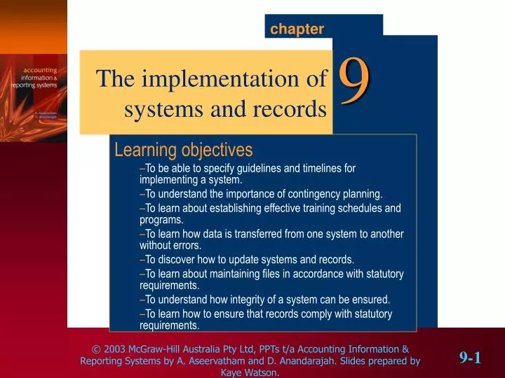 the implementation of systems and records