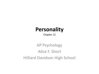 Personality Chapter 12
