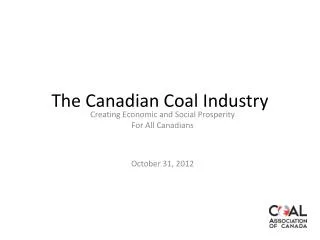 The Canadian Coal Industry