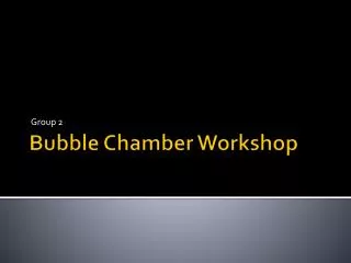 Bubble Chamber Workshop