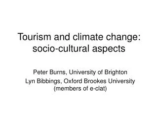 Tourism and climate change: socio-cultural aspects