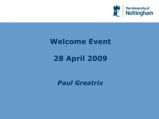 Welcome Event 28 April 2009