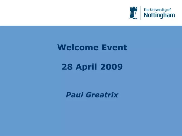 welcome event 28 april 2009
