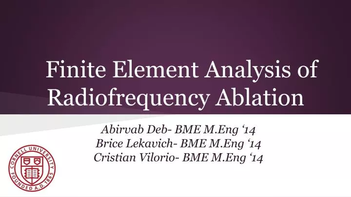 finite element analysis of radiofrequency ablation