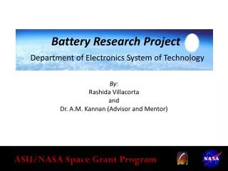 Battery Research Project Department of Electronics System of Technology