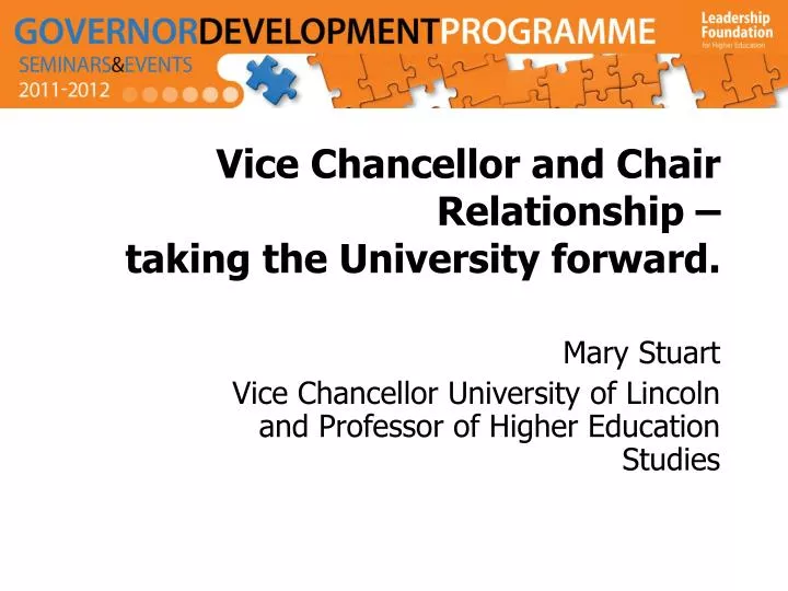 vice chancellor and chair relationship taking the university forward