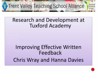 Research and Development at Tuxford Academy Improving Effective Written Feedback