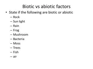 Biotic vs abiotic factors