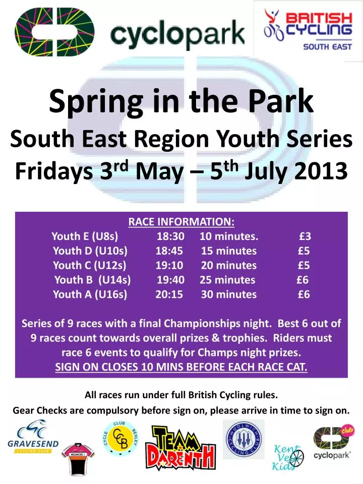 spring in the park south east region youth series fridays 3 rd may 5 th july 2013