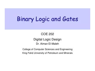 Binary Logic and Gates