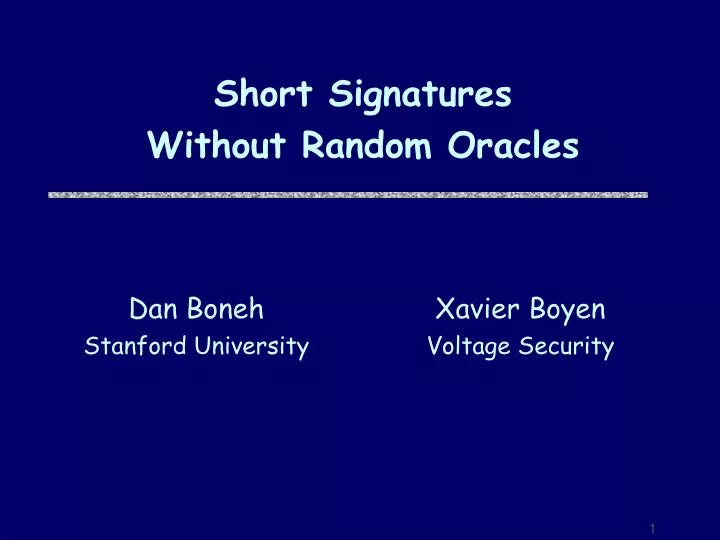 short signatures without random oracles