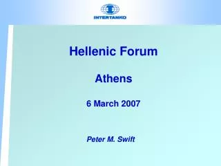 Hellenic Forum Athens 6 March 2007