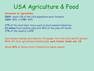 USA Agriculture &amp; Food