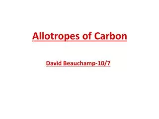 Allotropes of Carbon