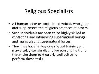 Religious Specialists