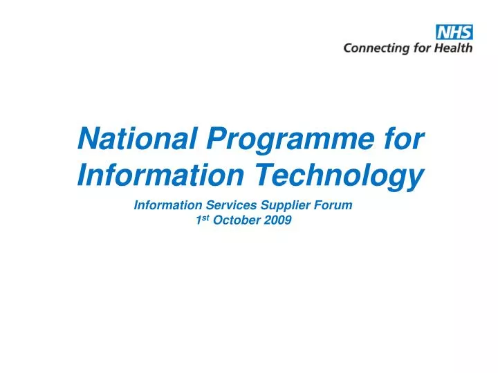 national programme for information technology