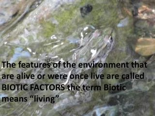 The non living physical features of the environment are called ABIOTIC FACTORS