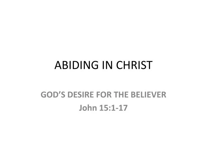abiding in christ