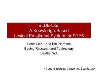 BLUE- Lite : A Knowledge-Based Lexical Entailment System for RTE6