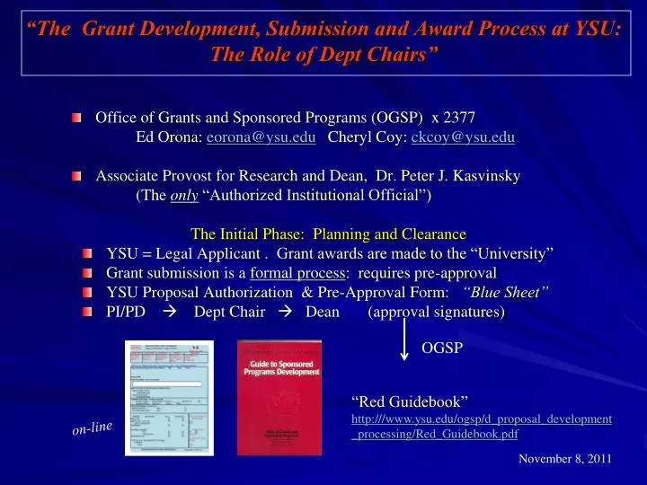 the grant development submission and award process at ysu the role of dept chairs