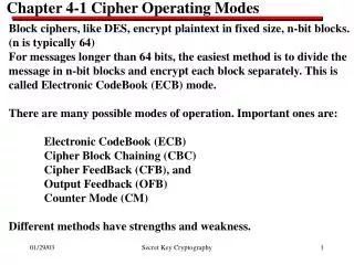 Chapter 4-1 Cipher Operating Modes