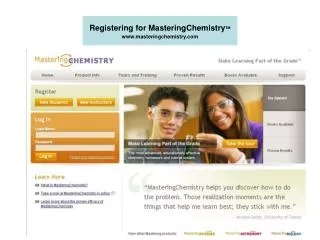 Registering for MasteringChemistry TM masteringchemistry