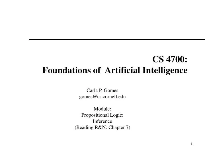 cs 4700 foundations of artificial intelligence